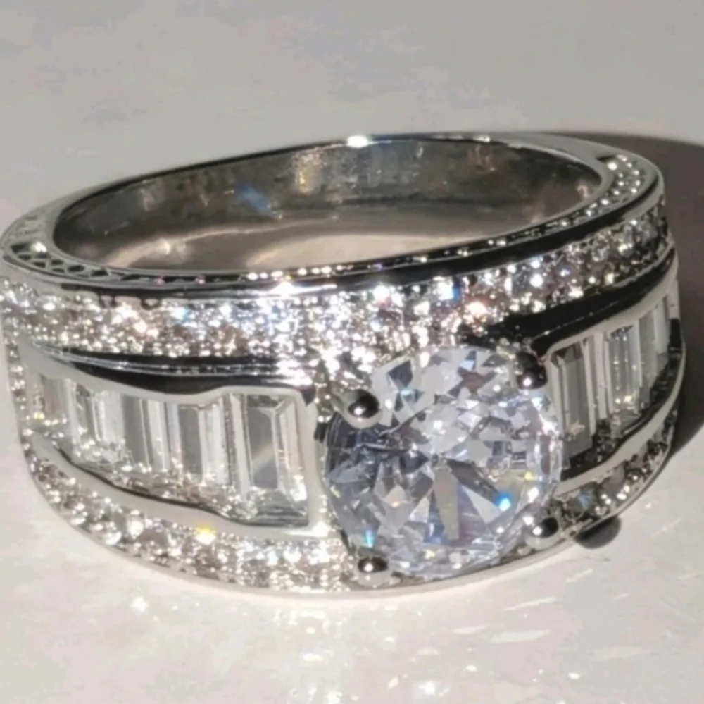Classic Mens Dazzling 3ct Round Cut Lab Created diamond Engagement ring
